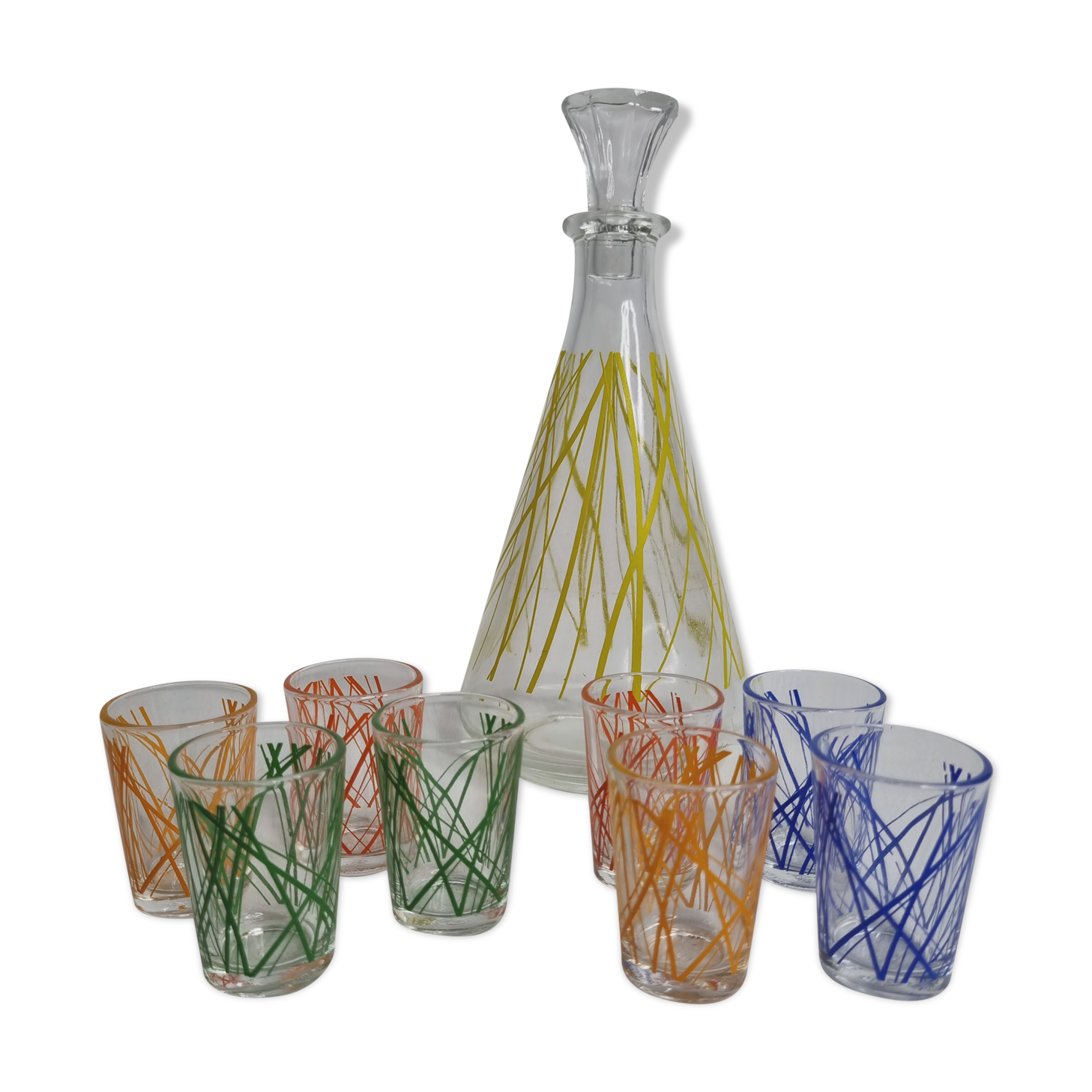 Vintage "BVB France" liquor service with colourful modernist décor