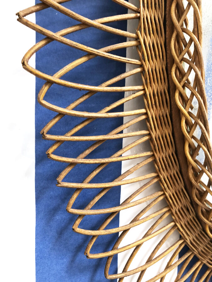 Mirror rattan oval XXL, 1960