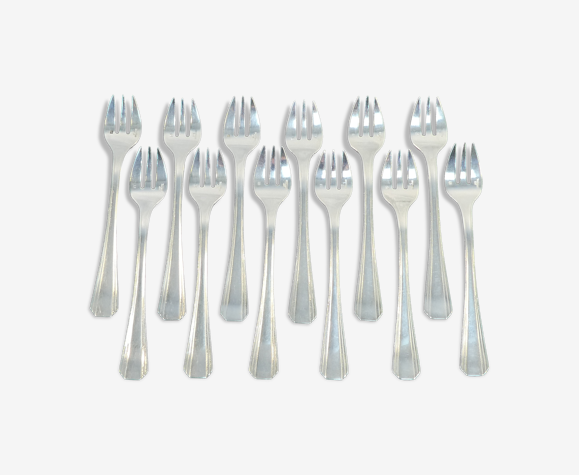 12 fourchettes a huitres christofle art deco modele boreal par luc lanel