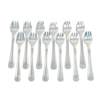 12 forks christofle art deco model boreal by luc lanel