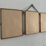 Vintage mirror 1900 triptych barber dressing table brass - 27 x 70 cm