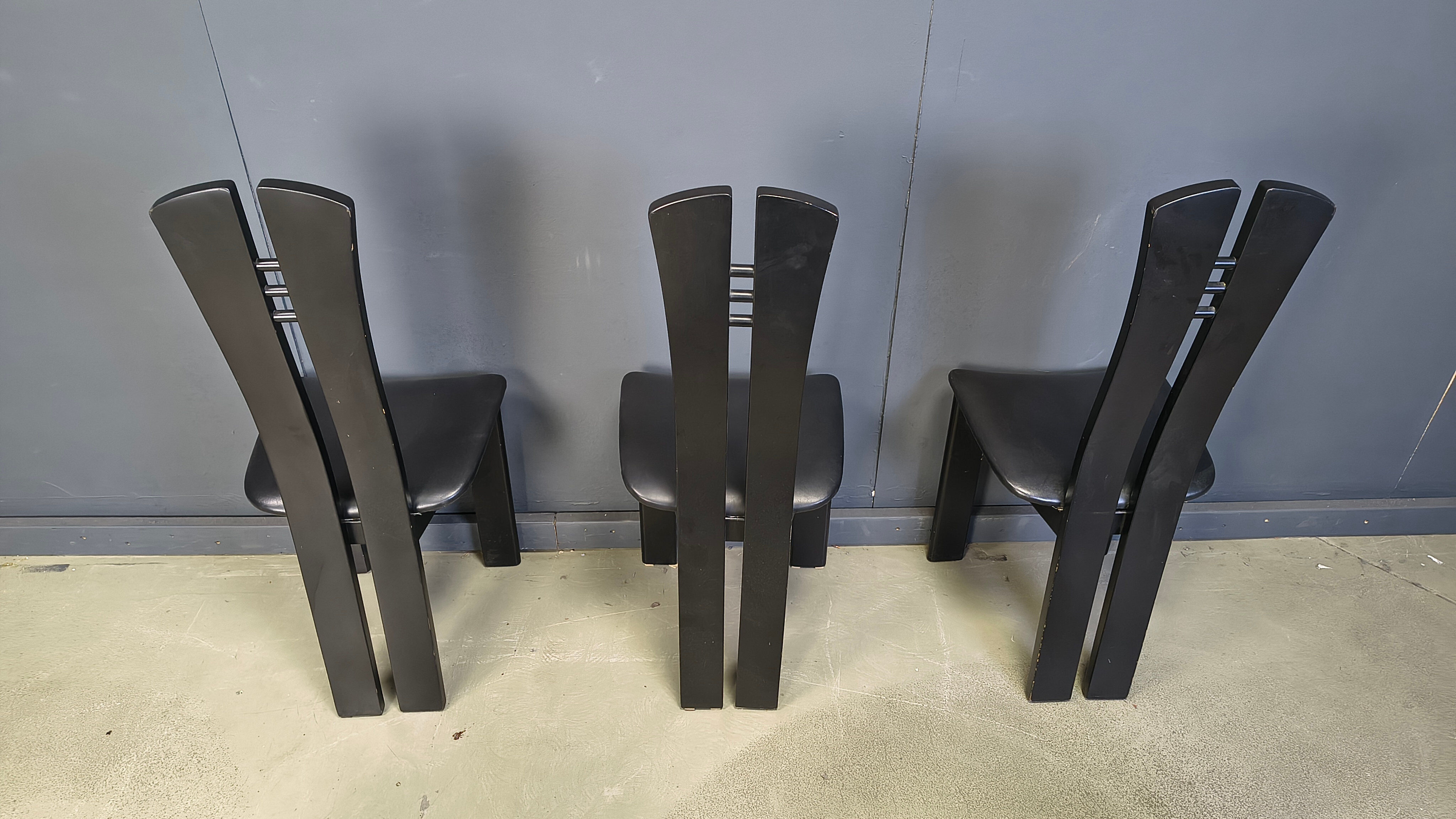 Post modern wooden dining chairs, 1980s - set of 6