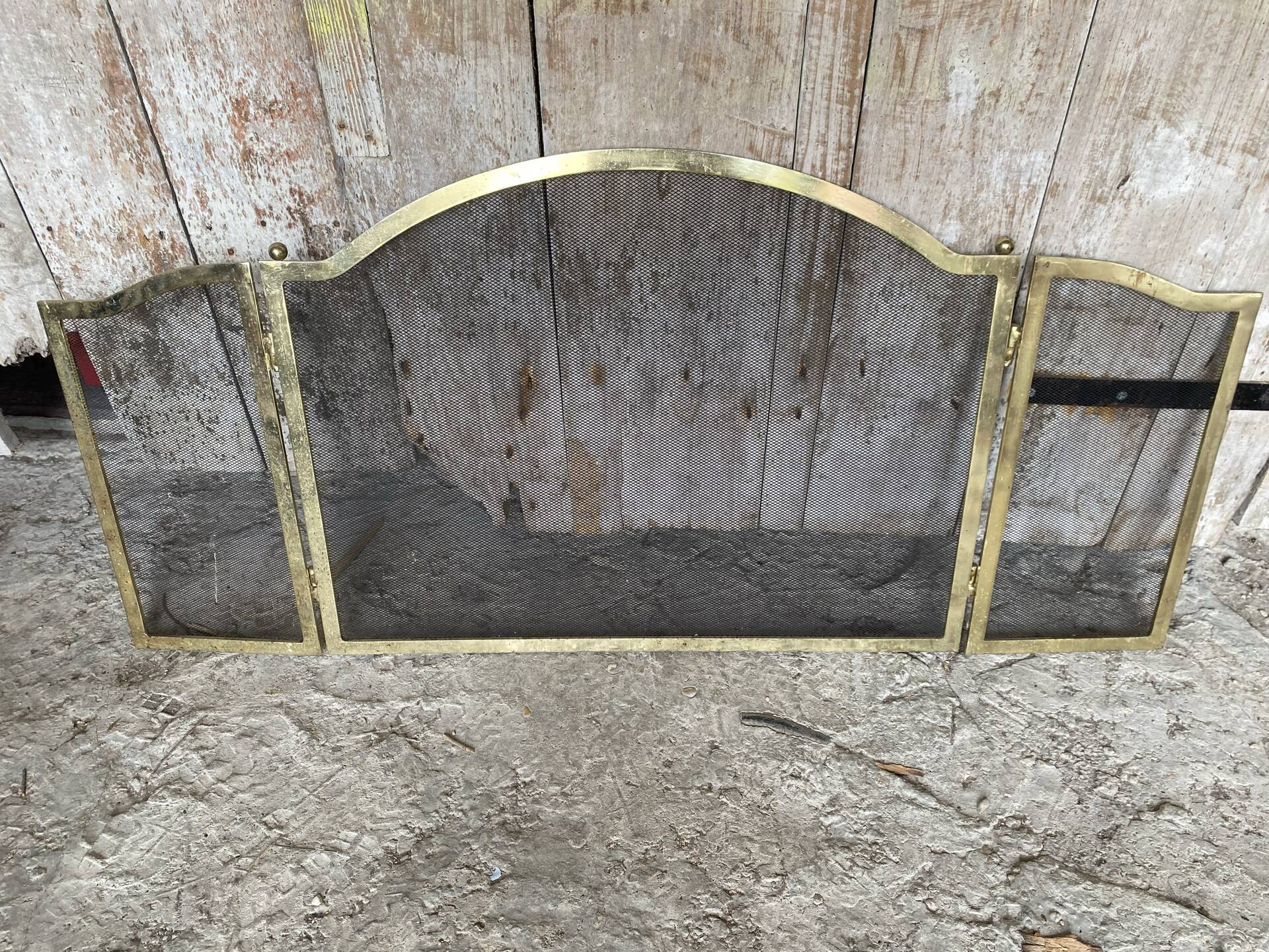 Pare Feu Grille Protection Cheminée 3 Volets Laiton Années 70 Vintage