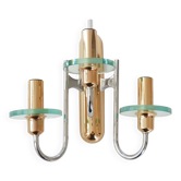 Applique 1970 vintage 70s 70's in brass, chrome & glass