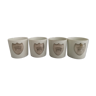 Set de 4 tasses à café porcelaine déco écusson métal argenté
