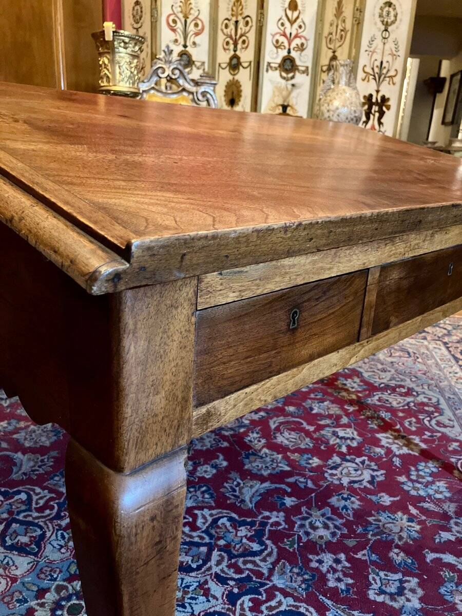 Antique French Writing Desk in Oak with Cabriole Legs, 1800s