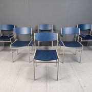 Minimalist metal and plywood stackable armchairs by Gijs Van Der Sluis