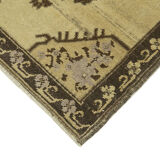 1960s handmade one-of-a-kind oriental beige rug 90 cm x 182 cm