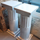 Pair of glazed terracotta harness columns