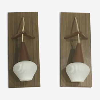 Pair of scandinavian wall lamps boomerang