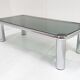 Table basse vintage en acier & verre 1970