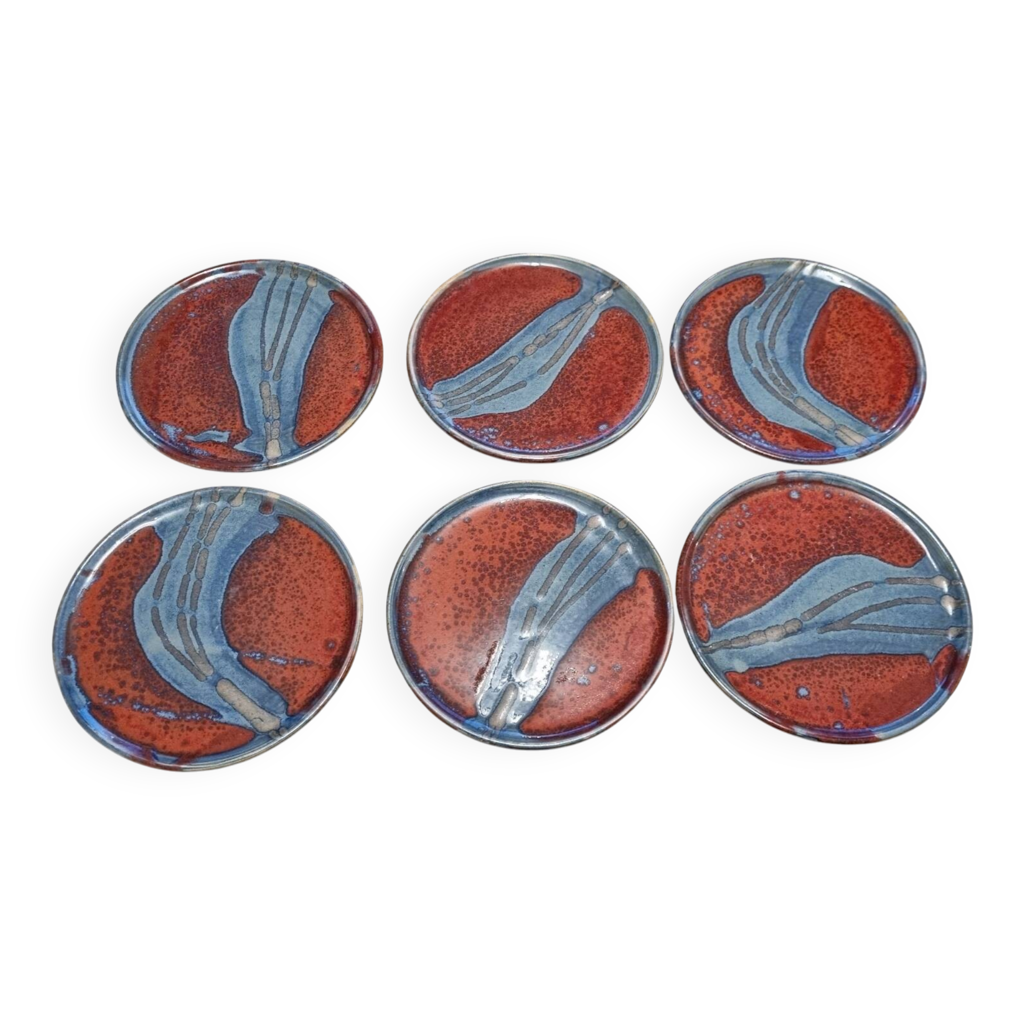 6 glazed stoneware plates from Poterie du Mejou