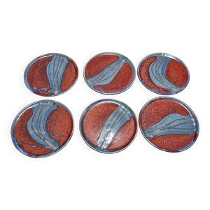 6 assiettes en grès