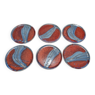 6 glazed stoneware plates from Poterie du Mejou