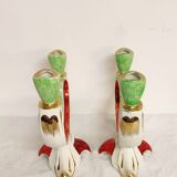 Painted ceramic chandeliers. France, 1950s.