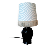 Bamboo ceramic lamp and fringed lampshade