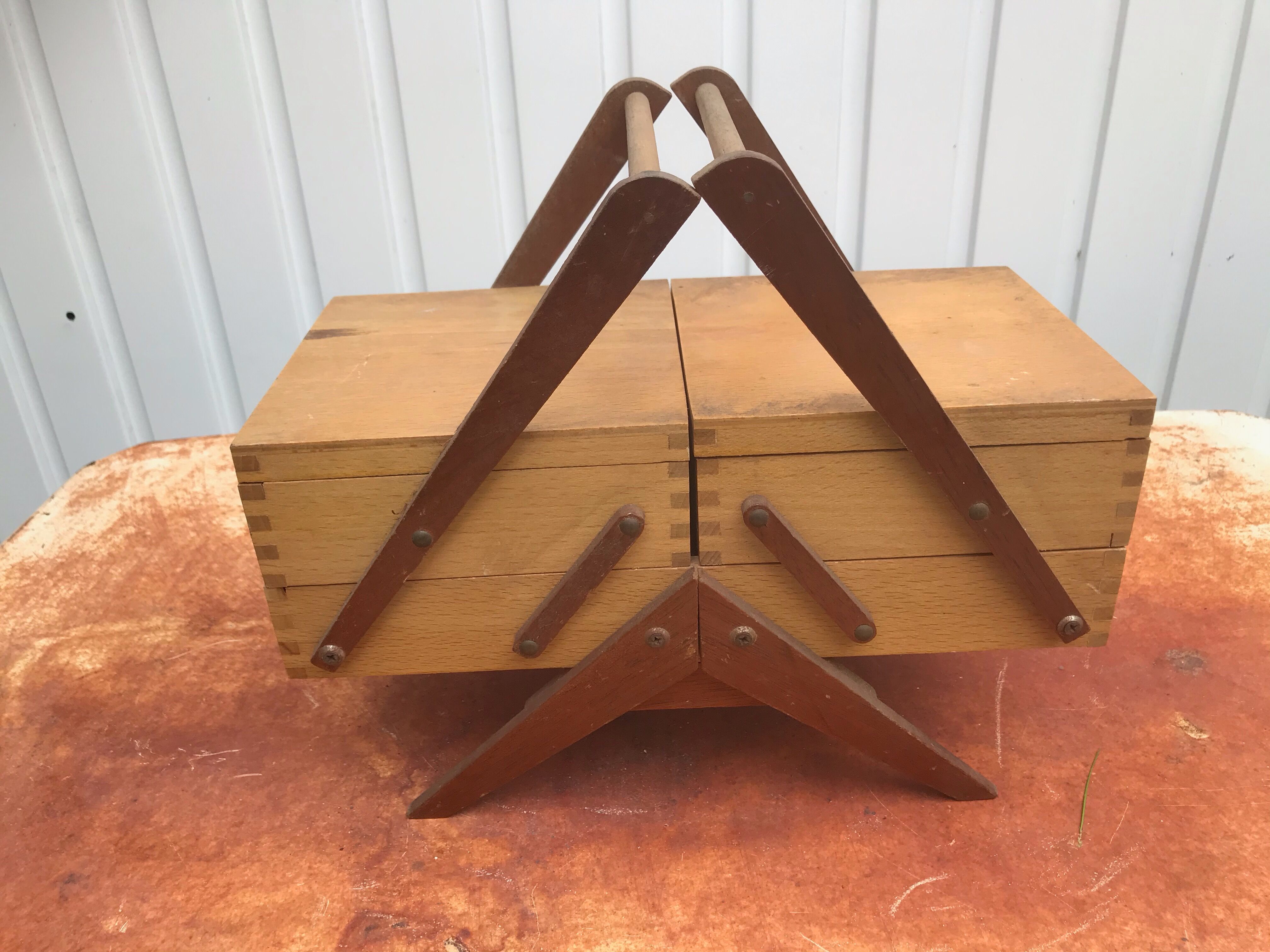 Vintage compas sewing basket