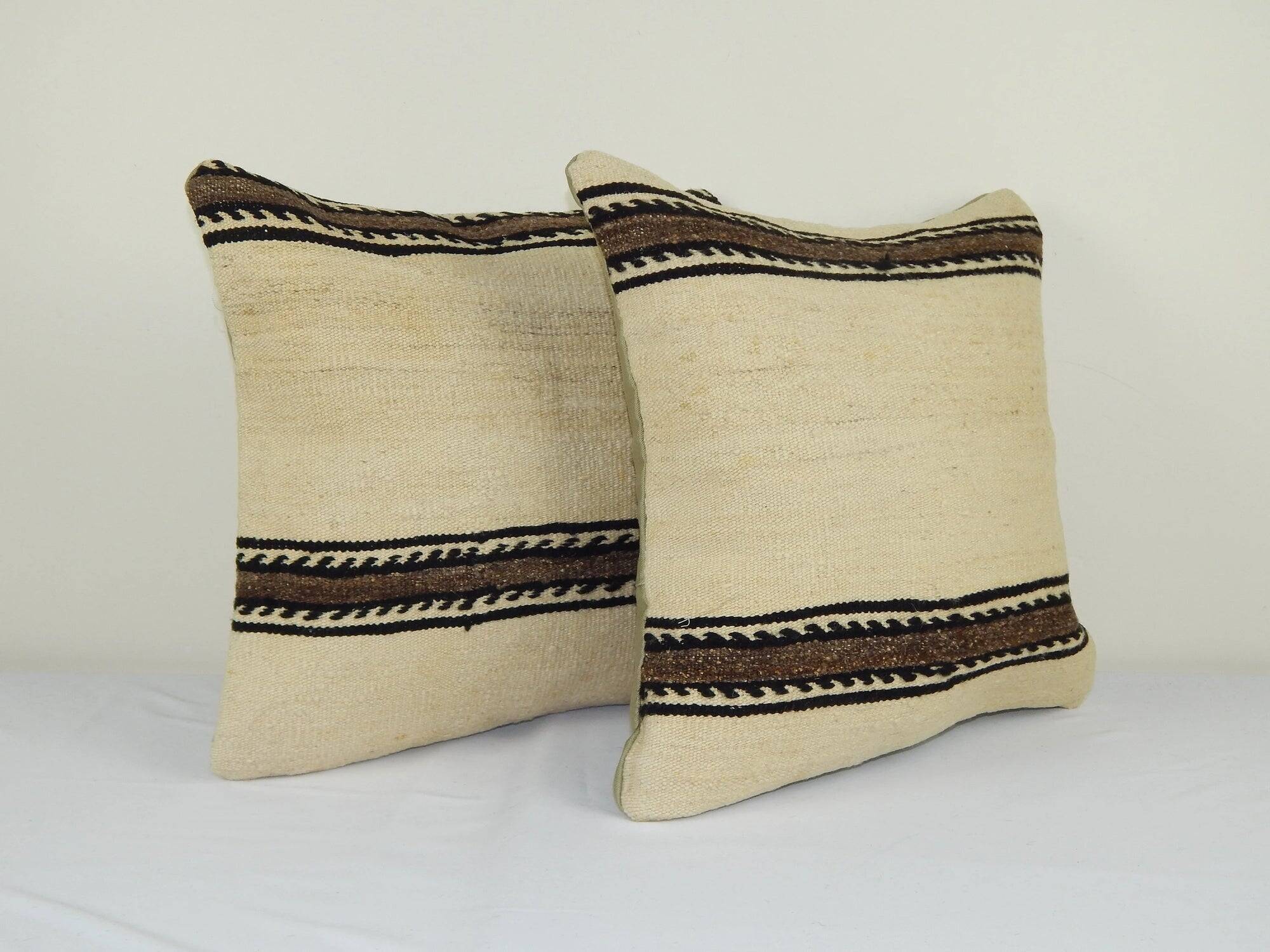 Set of 2 vintage kilim cushion covers 41x41 cm