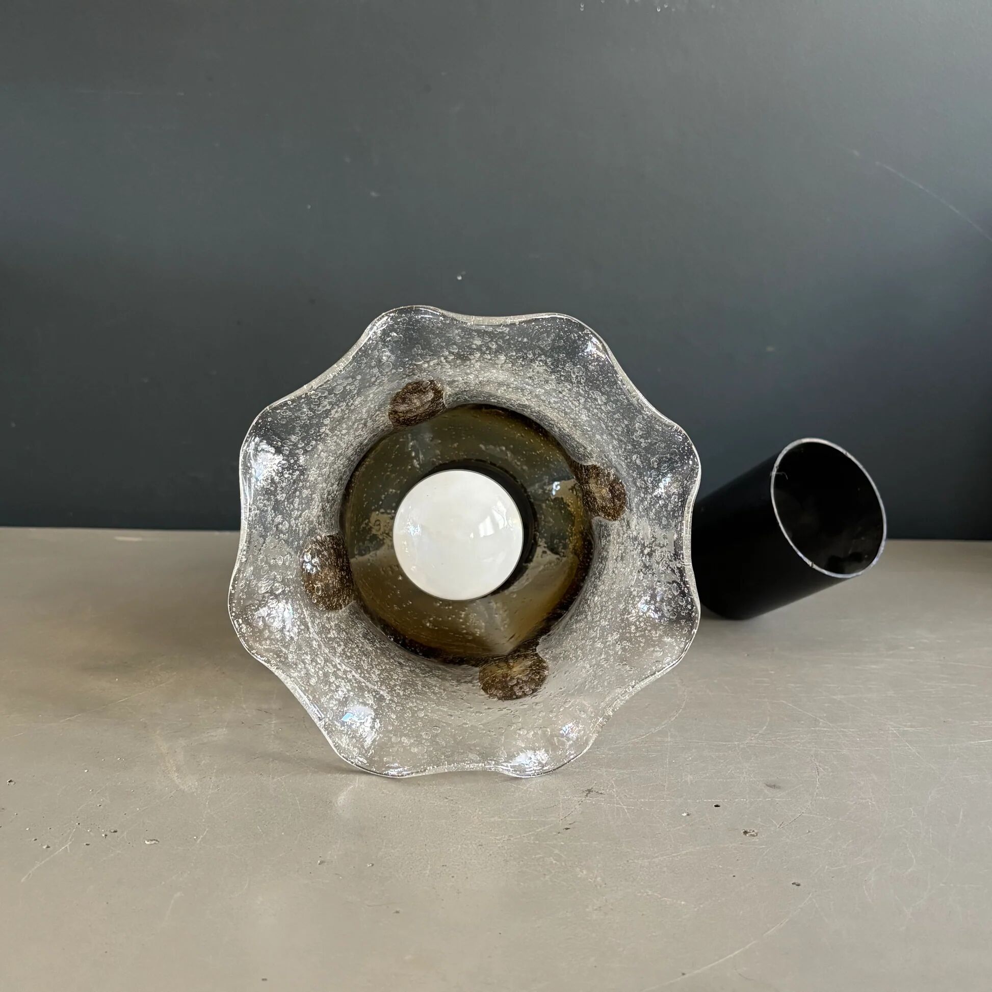 Two-coloured bubble glass tulip pendant light