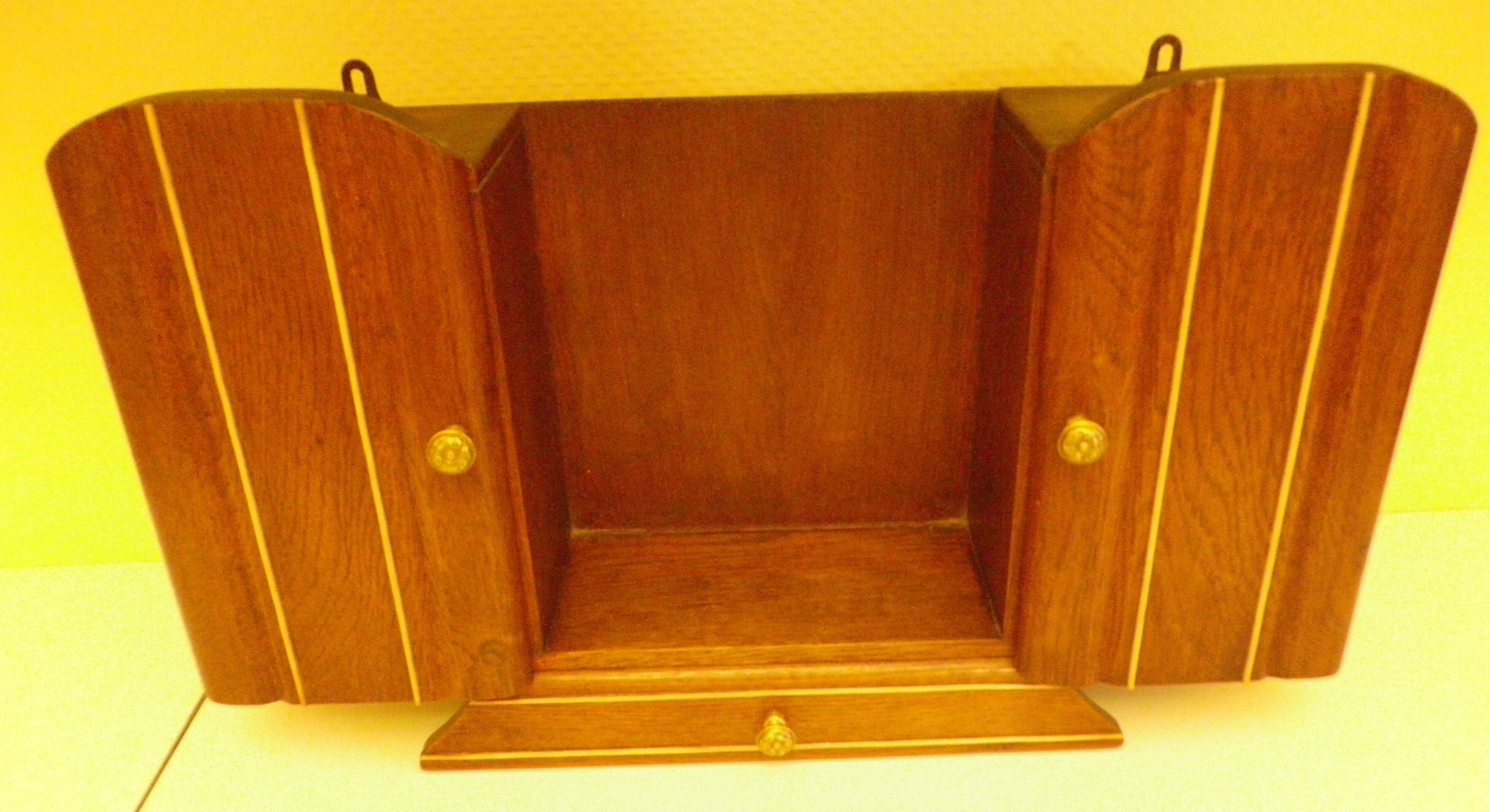 Art Deco extra furniture 1920/1940 to install or fix, wooden, central mirror, 2 doors, 1 drawer