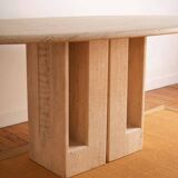 Oblong travertine dining table