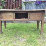 Farm table with panels with oak spindle feet. (said dairy table)