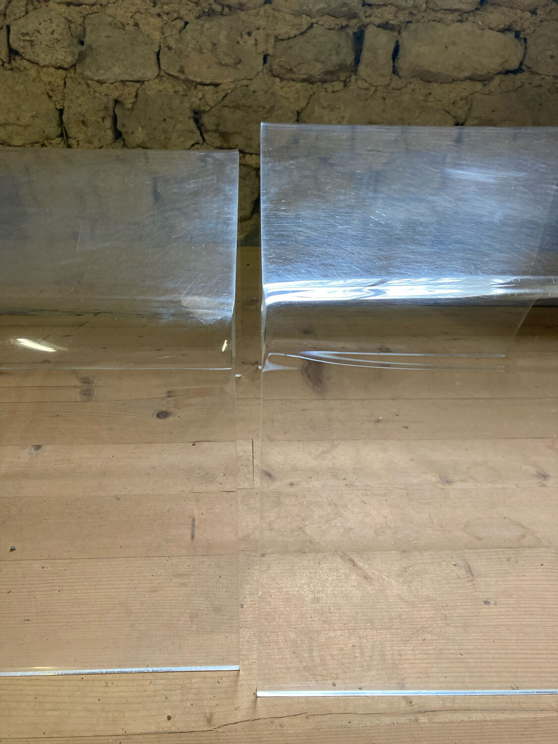 Plexisglas trundle coffee tables