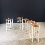 Rustic Handcrafted High Stools, France, 1940s, Set of 5