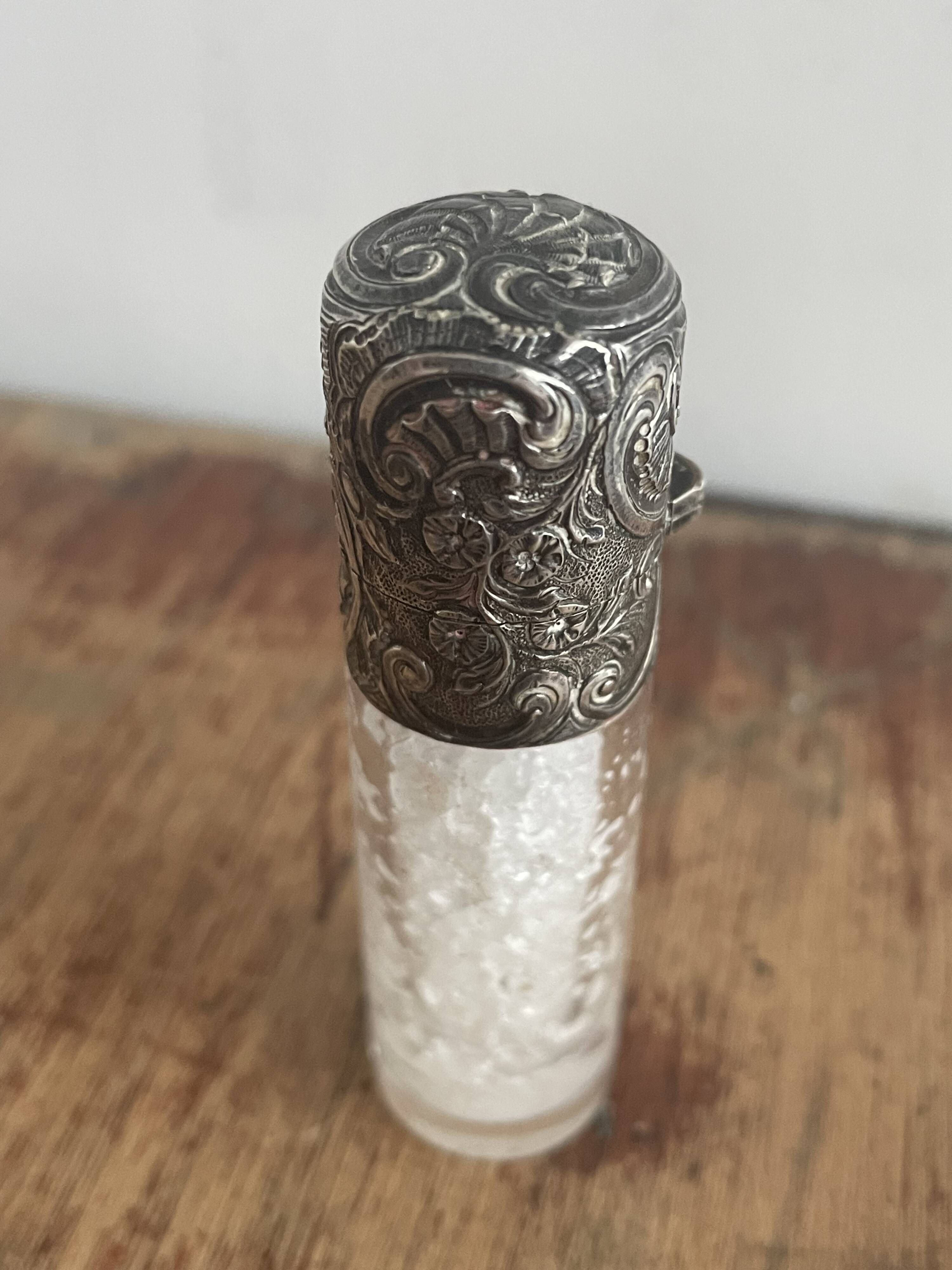 Salt bottle, cut glass, silver metal, Napoleon III, 19th century, object of curiosity, decor