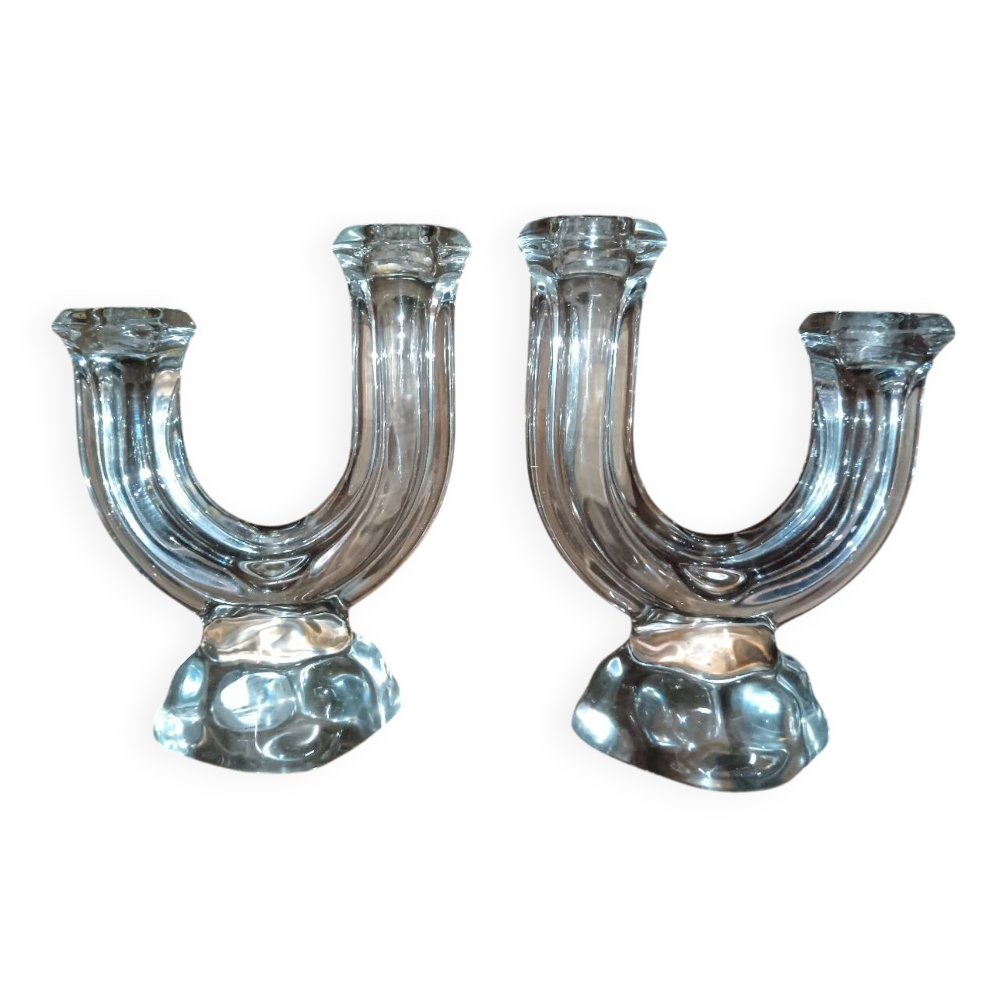 Pair of crystal candlesticks from Vannes.