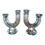 Pair of crystal candlesticks from Vannes.
