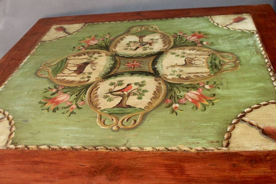 19th-century painted wooden changing table