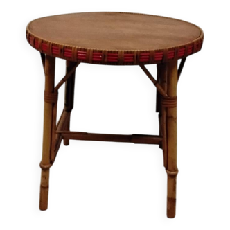 Table basse, d’appoint en rotin, bambou et bois