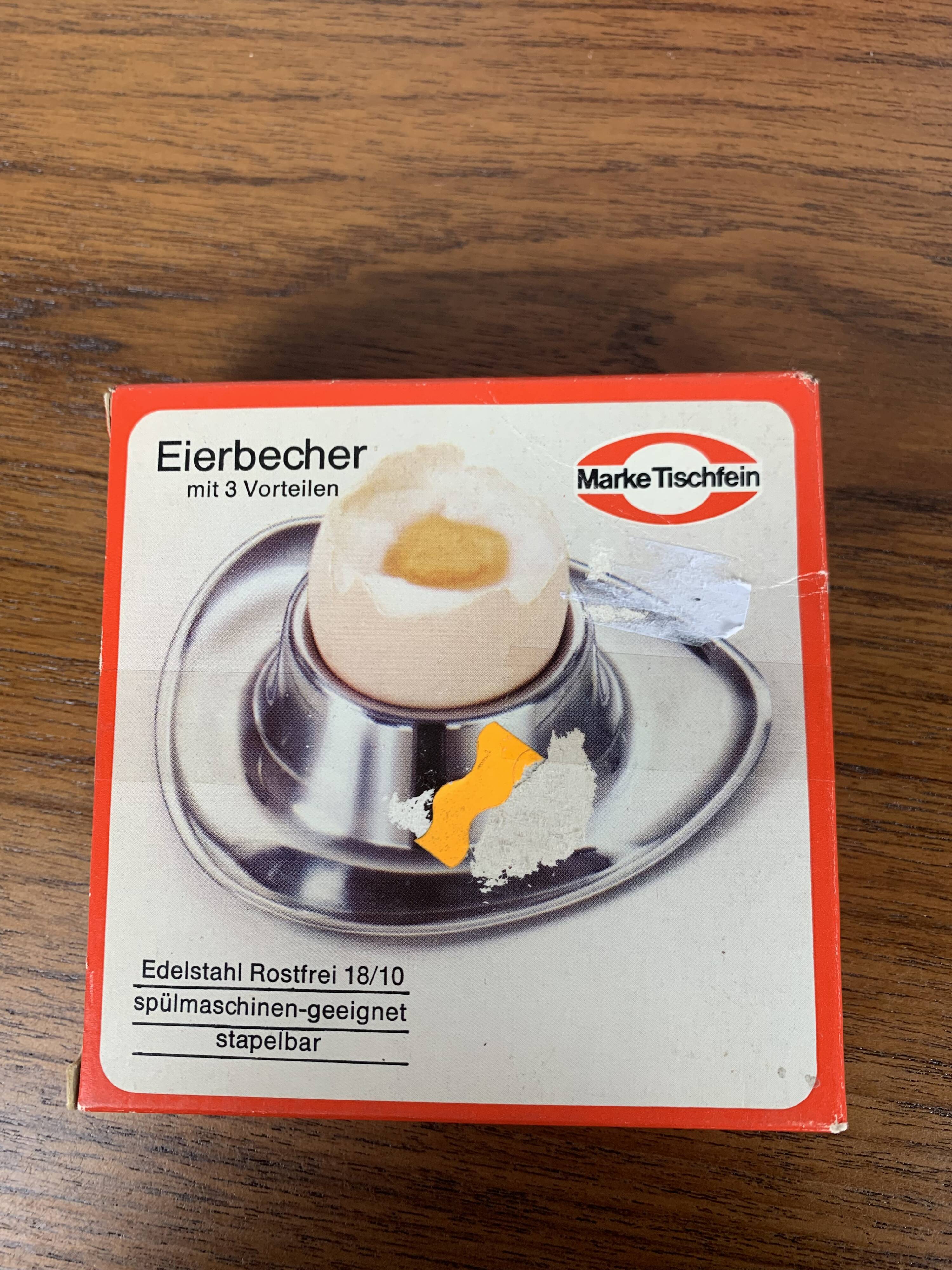 Set of 4 stainless steel egg cups Mark Tischfein, Germany, 1970