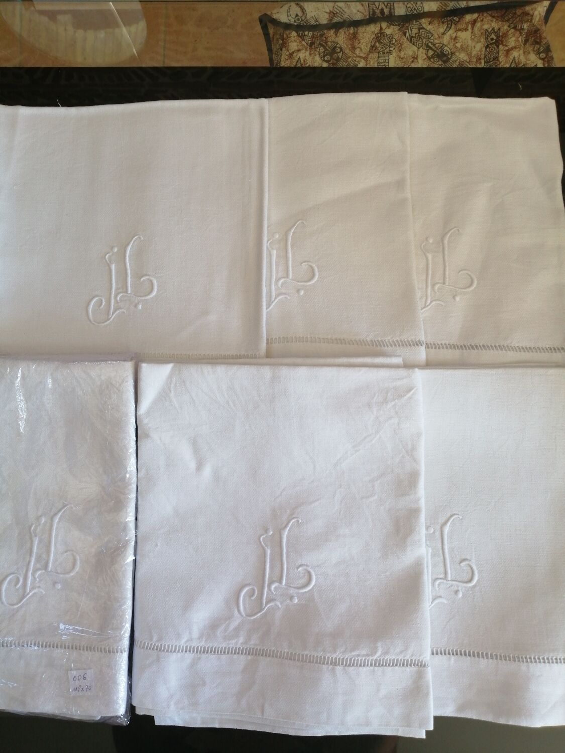 Lot de 6 serviettes anciennes brodées