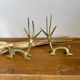 Pair of brass antelopes