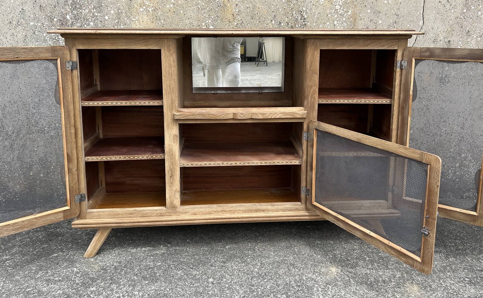 Low sideboard, bar, storage unit, wood, compass legs,