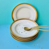 Lot 6 GDA white hollow plates golden edge 50s