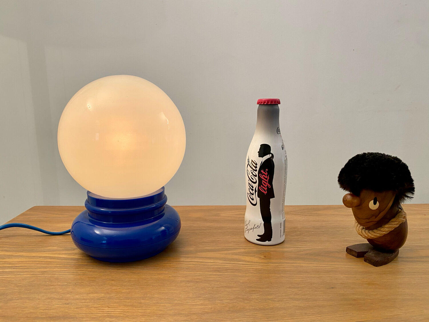 Bedside lamp globe opaline and plastic Space age 70s