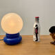 Bedside lamp globe opaline and plastic Space age 70s