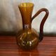 Antique Carafe CF Blown Glass Orange Amber Vintage #B842