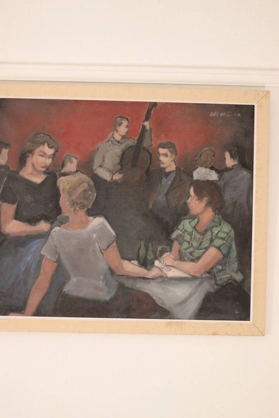 Huile sur toile norvégienne par Otto Olsen, 1958