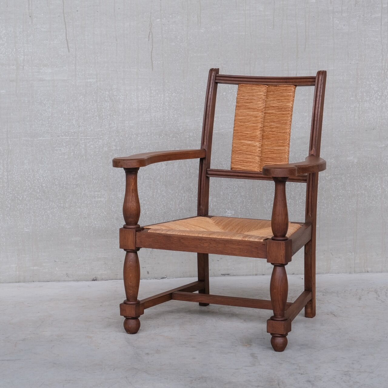 Pair of Mid-Century Rush French Armchairs