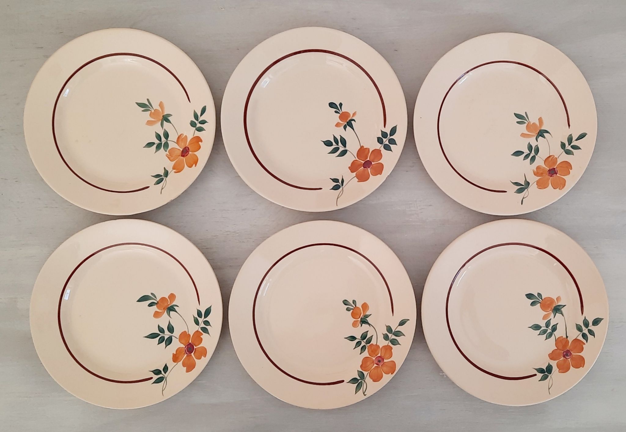Flat earthenware plates Moulin des Loups Saint Amand Model Amélie Vintage