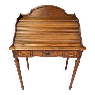 Louis XVI style cylinder desk in walnut