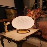 Large globe white swirl table wall or ceiling lamp in Murano glass italian vintage home decor MCM Midcentury modern flush mount sconce light