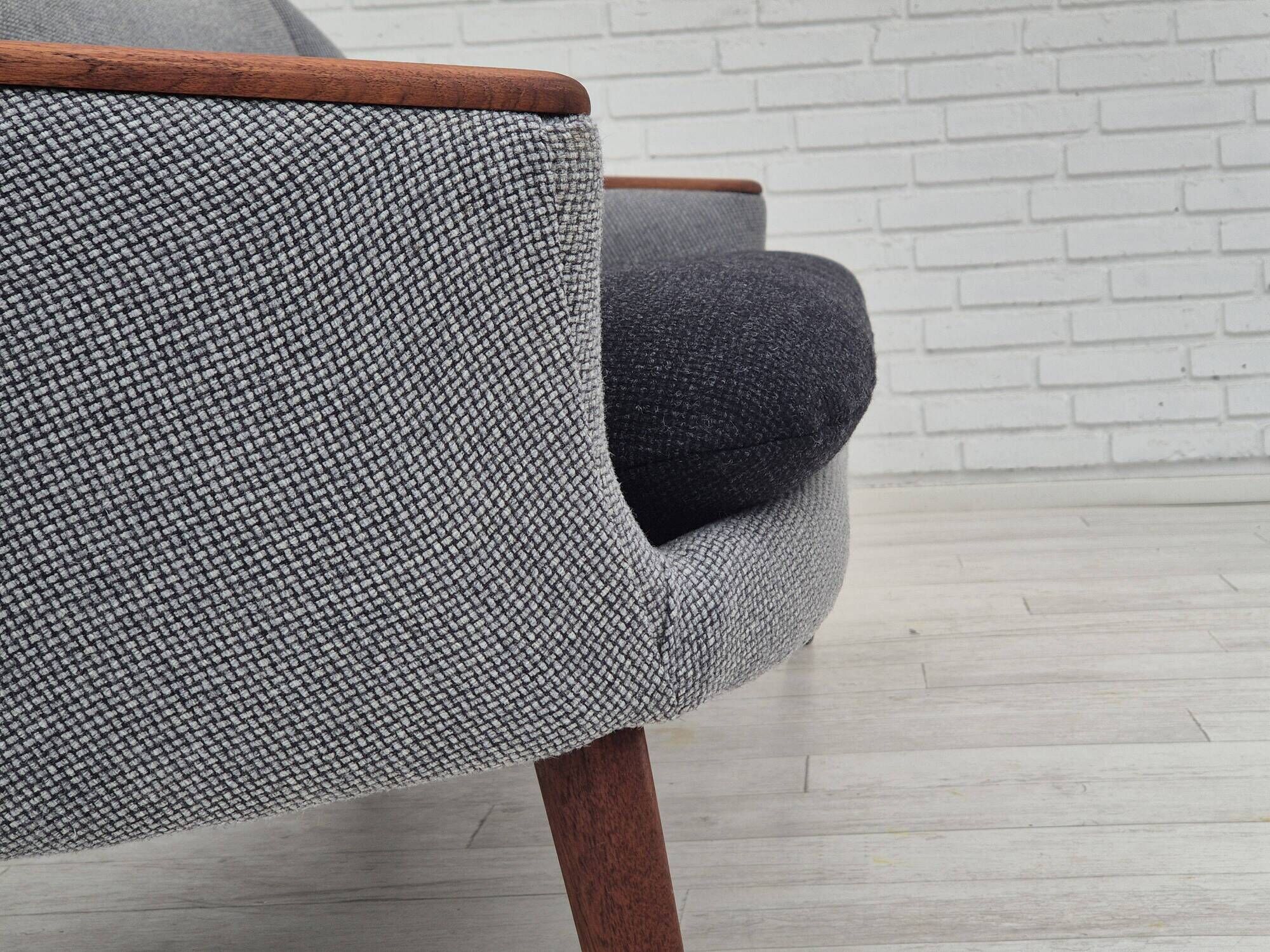 1960s, Danish sofa by Kurt Østervig model 58, completely reupholstered, furniture wool, teak wood.