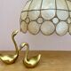Vintage XXML lampshade pendant lamp in mother-of-pearl and brass