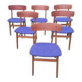 Mid century set of 6 teak dining chairs by Farstrup, Denmark 1960s