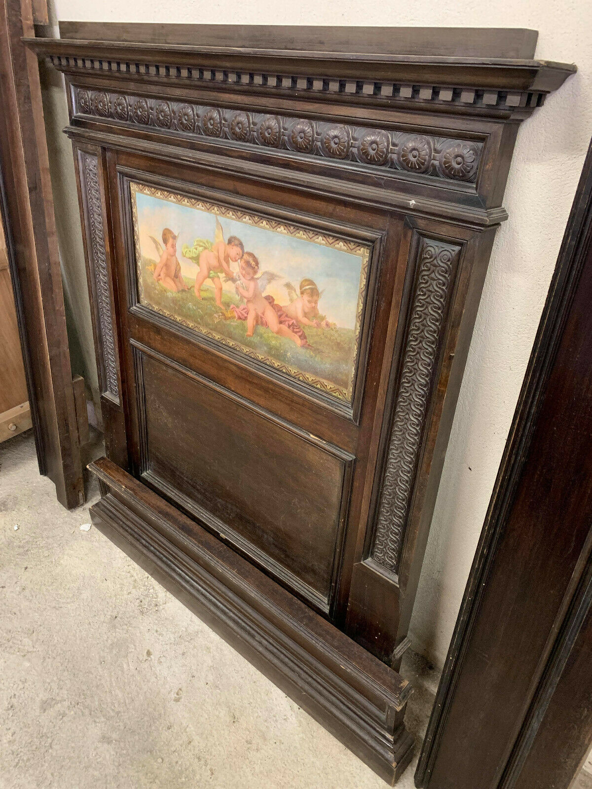 Romantic period center bed stamped walnut with brown patina circa 1860